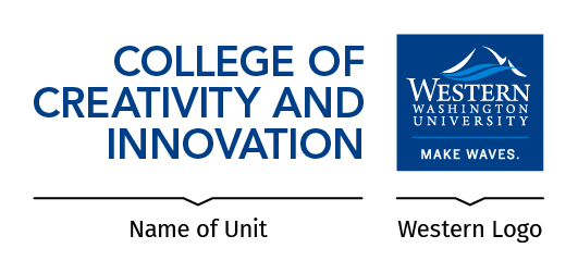 Western Washington University Identity Mark for an Example Campus Unit - Includes components for the Name of Department and the Western Logo
